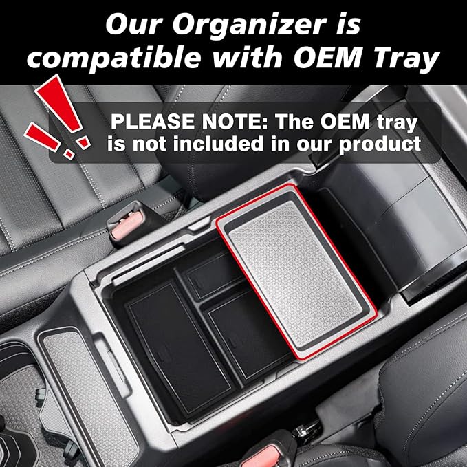 Muslogy Center Console Organizer Compatible with 2023 2024 2025 2026 Honda CRV & CRV Hybrid Tray & Armrest Hidden Storage Compartment 2PCS Set(Console Tray+Hidden Organizer)