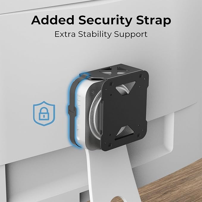 Yimaut Mount Only for Mac Mini M4 and M4 Pro, Behind Monitor VESA Mount 75x75 100x100, Attach to Monitor Arm, Under Desk and Wall Mount, for Mac Mini Mount Metal Bracket with Cable Ties