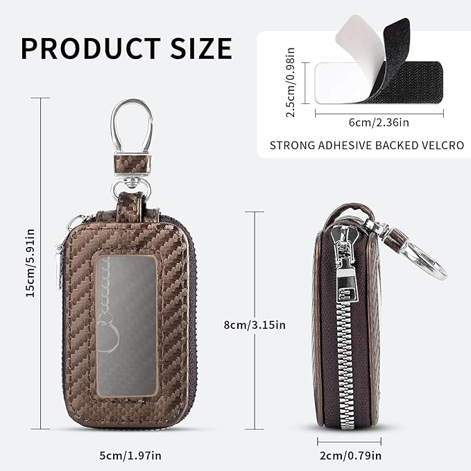 vvag Premium Car Key Fob Case Genuine Leather Car Smart Key fob Holder Car Remote Keychain Bag Universal