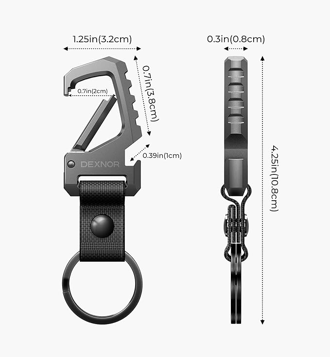 Dexnor Heavy Duty Key Chain Bottle Opener,2PCS Carabiner Key Ring Clip Aerospace-grade Stainless Steel Car Key Fob Holder Organizer EDC Keychain Keyring Accessories for Men and Women Black