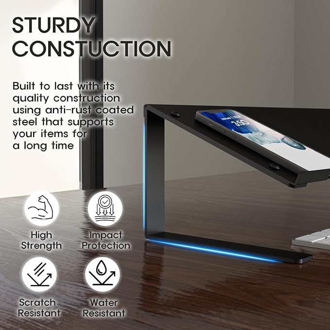 J JAKCUBE Design Tablet Drawing Stand, Desk Organizer Smartphone Book Stand, Black Metal Phone Charging Docking Station Reading Display Holder Organizer, Document Copy Notebook Holder -MK294E