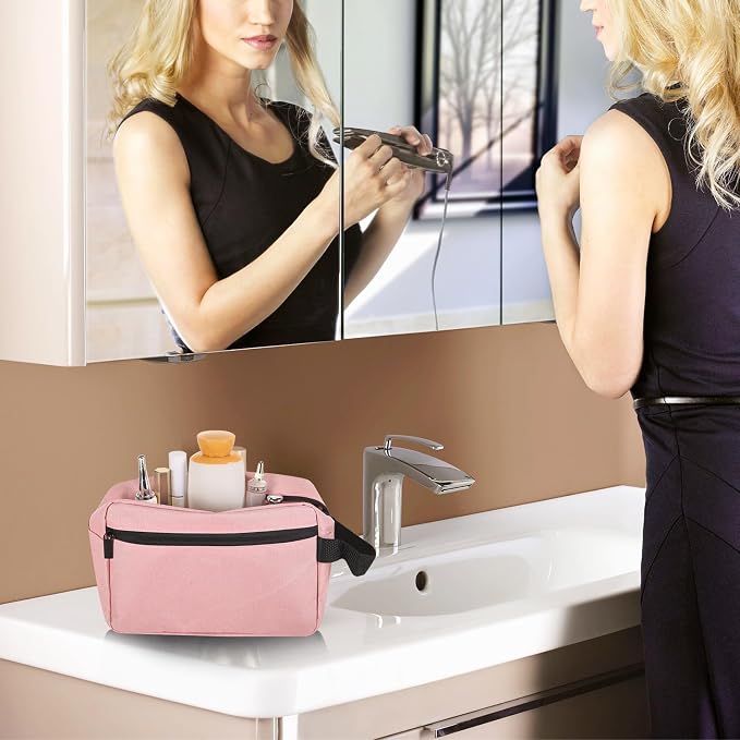Icramsy Travel Toiletry bag Toiletry bag for women men Hanging Cosmetic bag Travel accessories for Women Men (Pink)