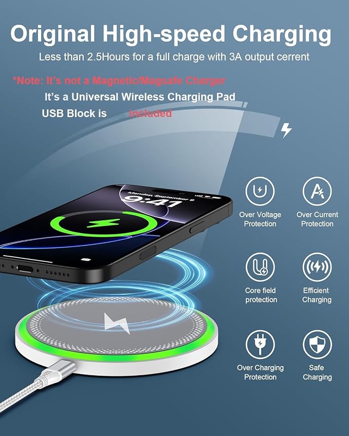 Pixel 10a 10 Pro XL Wireless Charger Android Fast Charging For Google Pixel 10 9 Pro Xl 8 8a 7, 15w Wireless Charging Pad with Block Cargador Inalmbrico Para Samsung For Galaxy S25 iPhone 17 16Pro Max
