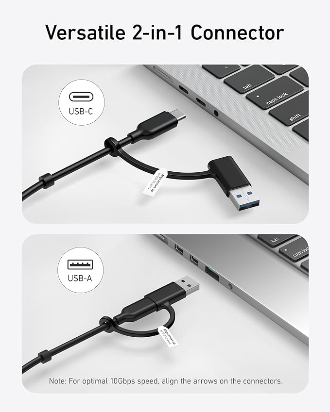 Anker 11-in-1 10Gbps Data USB-C Hub, Splitter with 4 USBA and 4 USBC Ports, 100W PD-in, 2-in-1 USB-Connector, for Laptop, MacBook, iPad and More(65W Adapter Included)