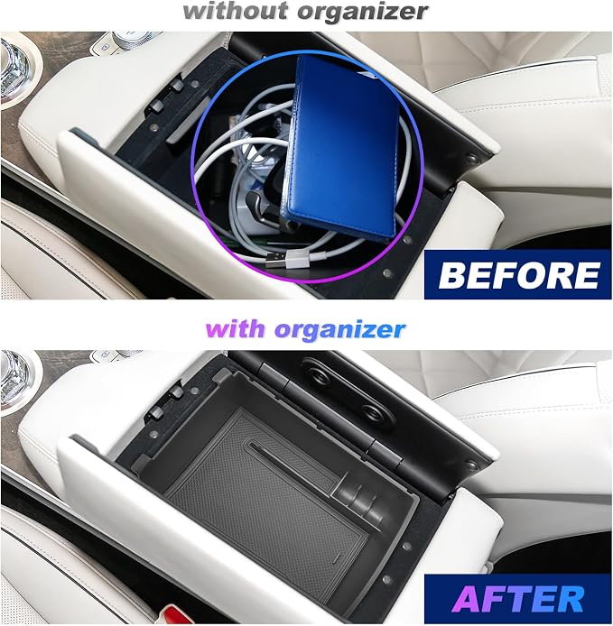 SXCY for 2025 2026 Genesis GV80 Center Console Organizer for Genesis GV80 Accessories 2025 2026 GV80 Front Console Tray 2025 2026 GV80 Armrest Console Organizer(Black Mats)