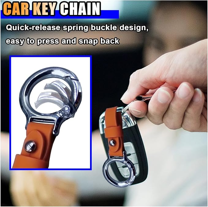 GLSOWEE Carabiner Key Ring Clip, Car Fob Key Keychain Holder Car Keychain Clip for Men Women, Key Ring Belt Holder (Orange)