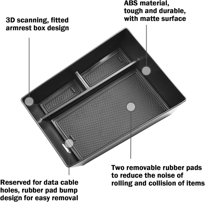 Center Console Organizer Tray Compatible with BMW X5 G05/ X6 G06/ X7 G07 Accessories, X5 G05/ X7 G07 2019-2024 2025 2026, X6 G06 2020-2024 2025 2026 Secondary Storage Armrest Glove Box, Black
