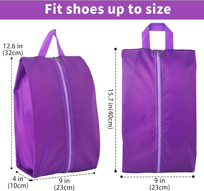 6pcs Portable Shoe Organizer, Travel Pouches with Zipper, Golf Shoe Bags, Clothes Bags, Soccer Cleats Bag Shoe Pouch for Gym, Waterproof, Odor-Resistant (Purple)