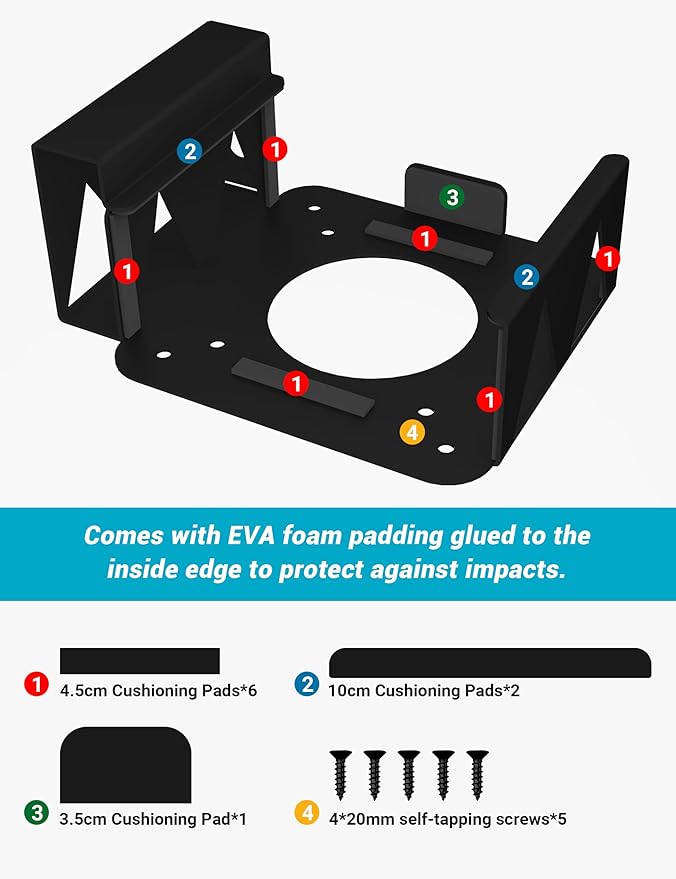 Under Desk Mount Stand for Mac mini M4/M4 Pro, with Side Compartment for External SSD,Carbon Steel Wall Mount, Metal Wall Mounted VESA Compatible with Mac-mini M4 Pro 2024 Stand(Black)