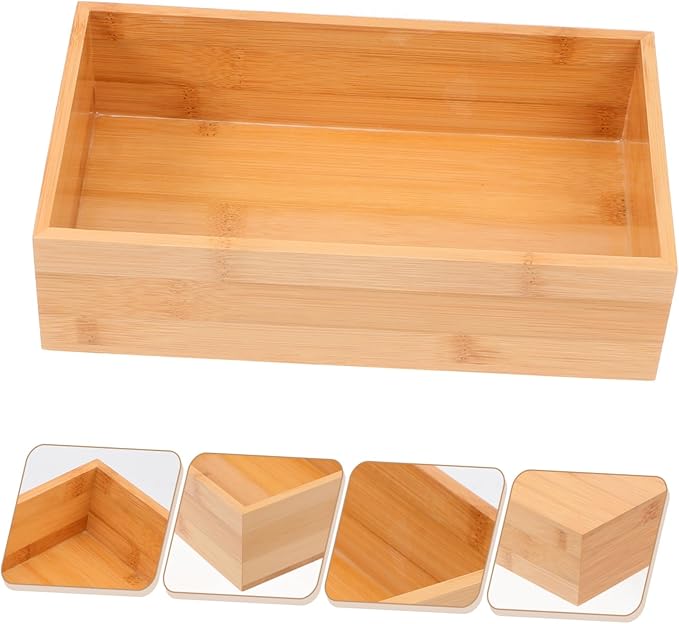 Luxshiny Refined and Wood Desktop Storage Box Compact Khaki Organizer for Home Office Space Saving Container with Multiple Combinations for Efficient Desktop Organization