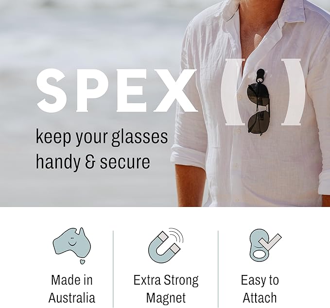SPEX Glasses Clips (2-pack) - Magnetic Glasses Holder for Clothes. Eyewear Strap Alternative, ID Badge Holder.
