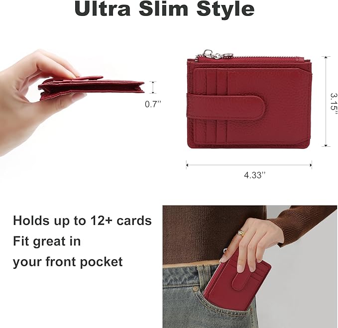 Slim Wallet for Women Genuine Leather Card Holder Thin Womens RFID Blocking Small Wallets