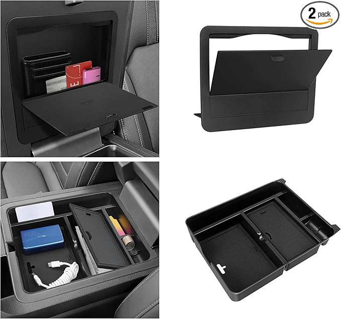 2PCS Center Console Organizer Compatible with Honda 2023-2025 2026 Pilot & 2024-2026 Passport & 2024 2025 Ridgeline Accessories Hidden Box Organizer