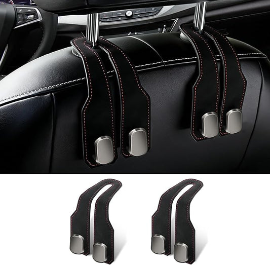 2 Pack Car Seat Headrest Hooks for Purses and Bags, Car Purse Holder With Double Metal Hooks, Headrest Back Seat Handbags Hook, Universal Car Purse Hanger, Cute Car Hanging Accessories, Black