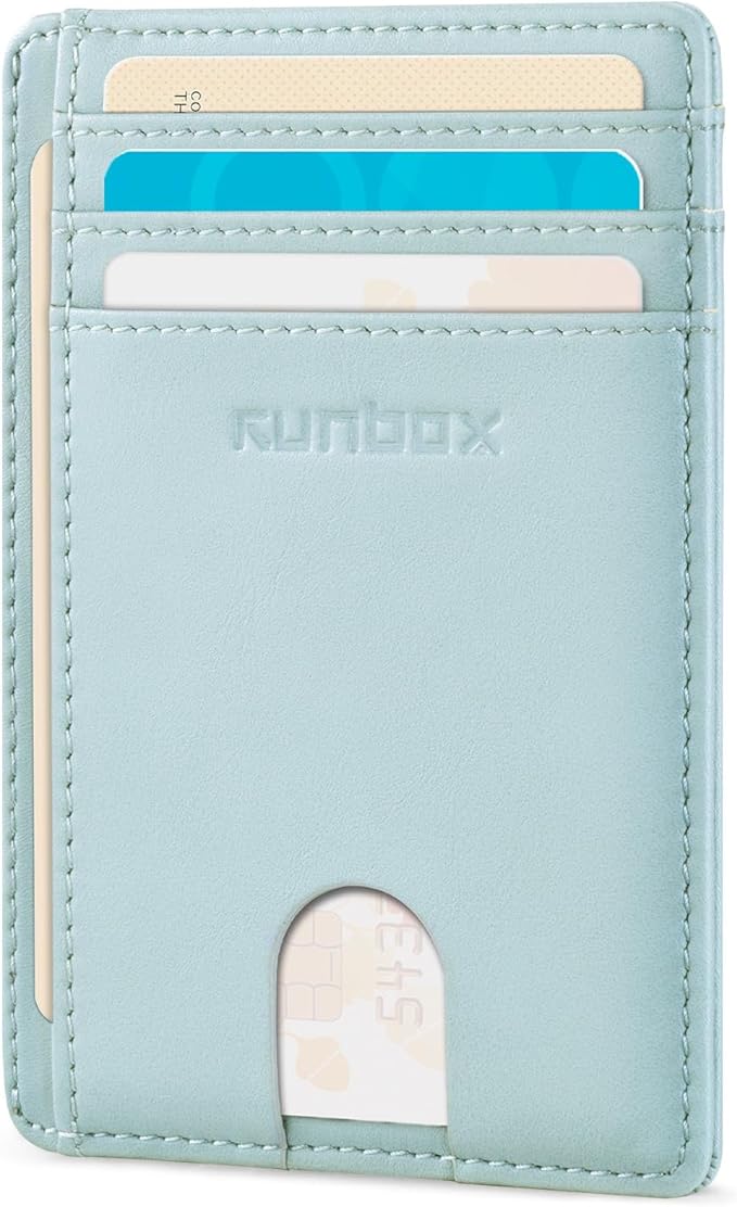 RUNBOX Slim ID Cases Minimalist Front Pocket RFID Blocking Leather Wallets for Men and Women Card Holder Wallets Gifts for men