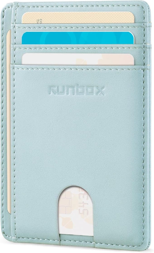 RUNBOX Slim ID Cases Minimalist Front Pocket RFID Blocking Leather Wallets for Men and Women Card Holder Wallets Gifts for men