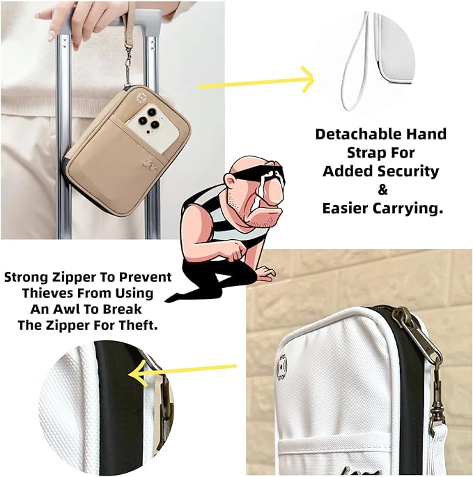 P-H1 Travel Family Passport Holder RFID Blocking Passport Waterproof Wallets for Men Women Travel Document Organizer Cards Case, Lightweight Portable Passport Cover with Zipper Pocket(Black)