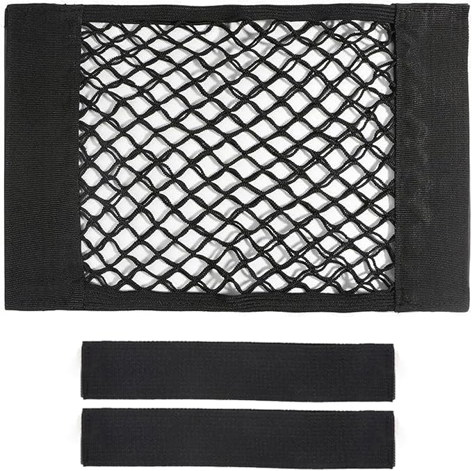 Universal Mesh Cargo Net for Car Trunk Storage, Small Elastic Automotive Cargo Net Pocket Wall Sticker Organizer for SUV RV Bag Storage, Secure Trunk Cargo Nets with Tape Stickers, 15" x 9.5"