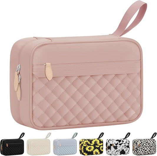 Vankor Travel Toiletry Bag for Women with Hanging Hook, Waterproof TSA Approved Cometic Toiletry Bag Organizers Leakproof Make up Bags for Women Pink