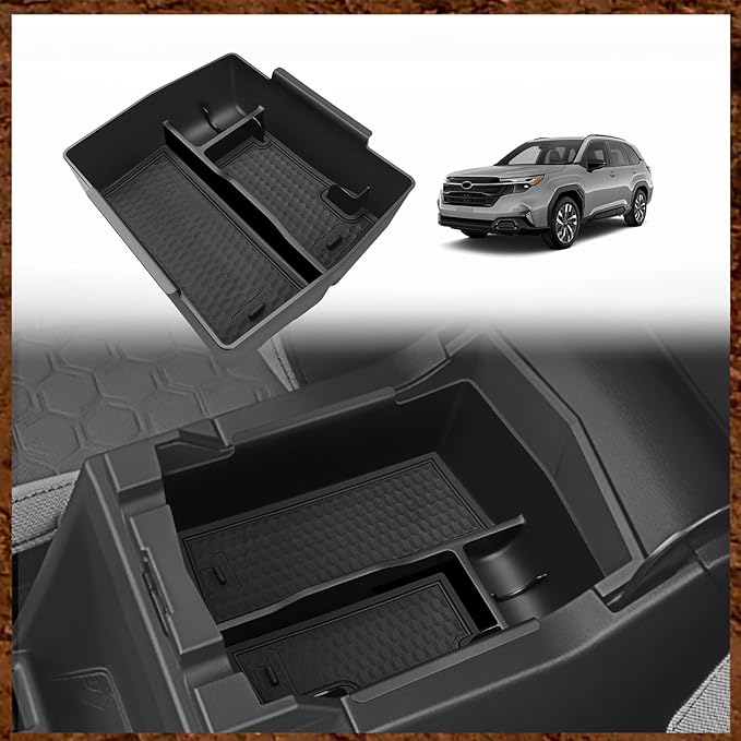 Muslogy Upgraded Center Console Organizer Compatible with 2025 Subaru Forester Middle Armrest Storage Box Insert Tray Cable Holder Interior Accessories Easy Removal (Black) Won't fit 2026 Model