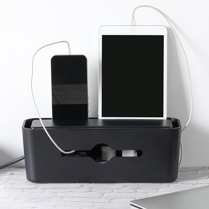 Bates- Cable Management Box, Small, Cable Organizer Box, Cord Organizer Box, Cable Box Organizer, Cord Management Box, Cord Hider Box, Cord Box for Wires on Floor, Power Strip Cover Box Baby Proof