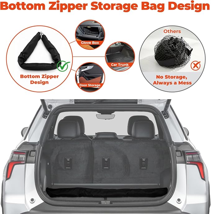 3-Layer Cargo Net for Jeep Grand Cherokee 2021-2026, Multi-Zone Trunk Storage Net with Zippered Bottom Bag, Heavy-Duty Cargo Organizer Netting for Camping, Travel & Daily Use