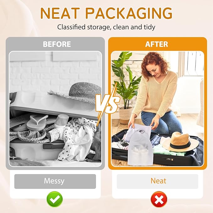 Shoe Bags for Travel, 15.7" x 11.8" Travel Shoe Bags for Packing, Large Waterproof Portable Travel Shoe Storage Bags Travel Essentials Women for and Men (5, White)