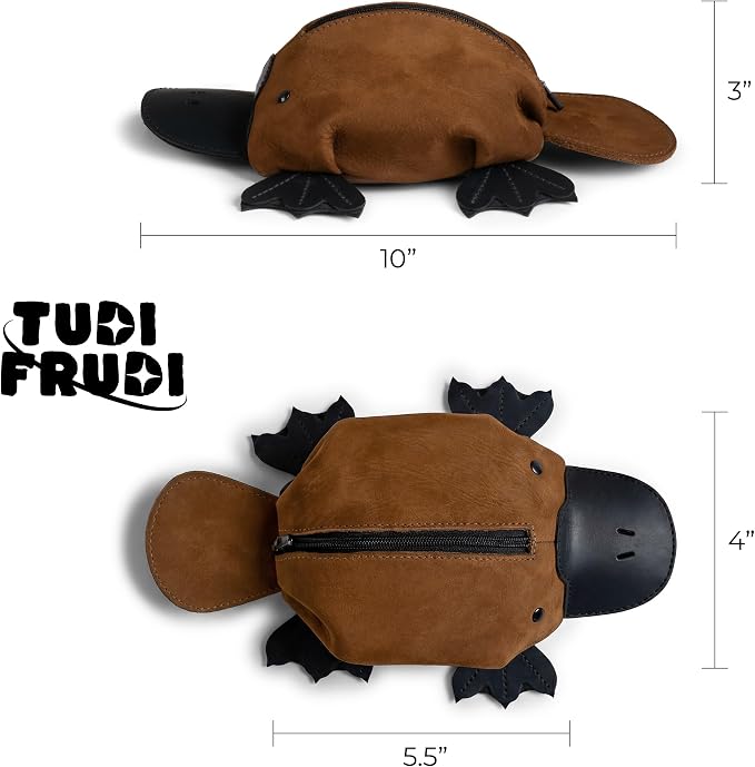 Leather Platypus-Shaped Pouch, Small Coin Organizer, Zippered Cash Holder Wallet for Coins, Change Purse, Money Pouches for Men and Women, Pocket Saving Box, Cable Holder