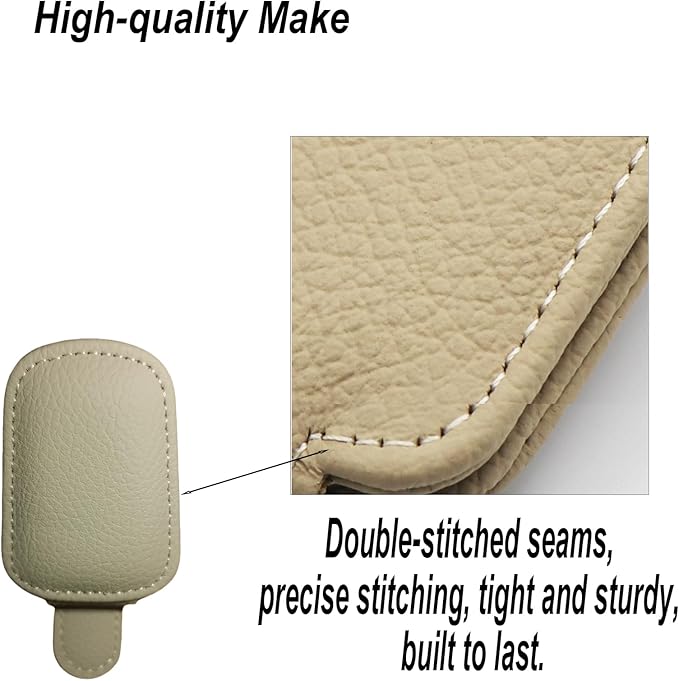 GoldenLife Sunglass Holder for Car, Magnetic Leather Sunglasses Holder and Ticket Card Clip, Car Visor Accessories, 2 Packs（Beige）