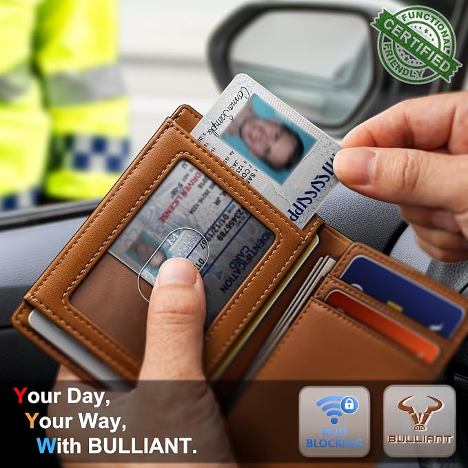 BULLIANT Slim Wallet For Men 12Cards,Magnetic Flip Build-in Money Clip Airtag Compatible-RFID Blocking