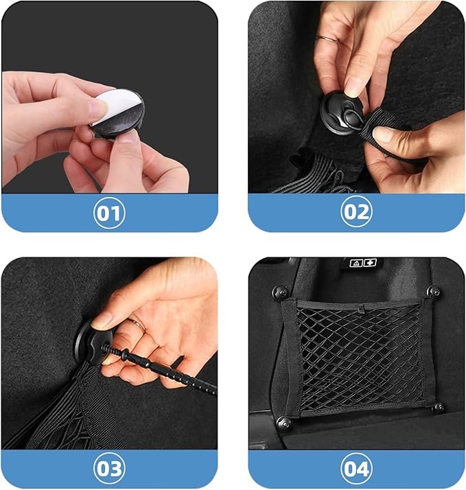 Universal Mesh Cargo Net for Car Trunk Storage,2 Pack Elastic Small Cargo Net Pocket Organizer Pouch Bag,Stretchable Automotive Cargo Nets with 8 Pieces Mounting Screws and Hooks for RV,SUV,Boats,Home
