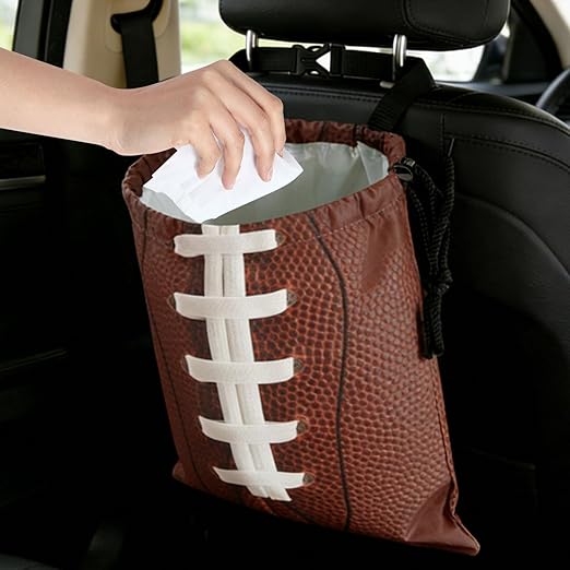 Football Texture Car Trash Bag - Waterproof Car Trash Bag Hanging Leakproof Car Garbage Bag - Washable Reusable Trash Bag For Car Interior Hanging Organizer Storage Vehicle Travelling Camping