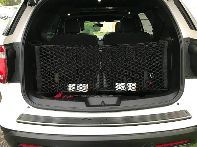 Rear Trunk Organizer Cargo Net for Ford Explorer 2011-2019 – Envelope Style Cargo Net for SUV - Premium Mesh Car Trunk Organizer Vehicle Carrier Storage - Compatible with Explorer