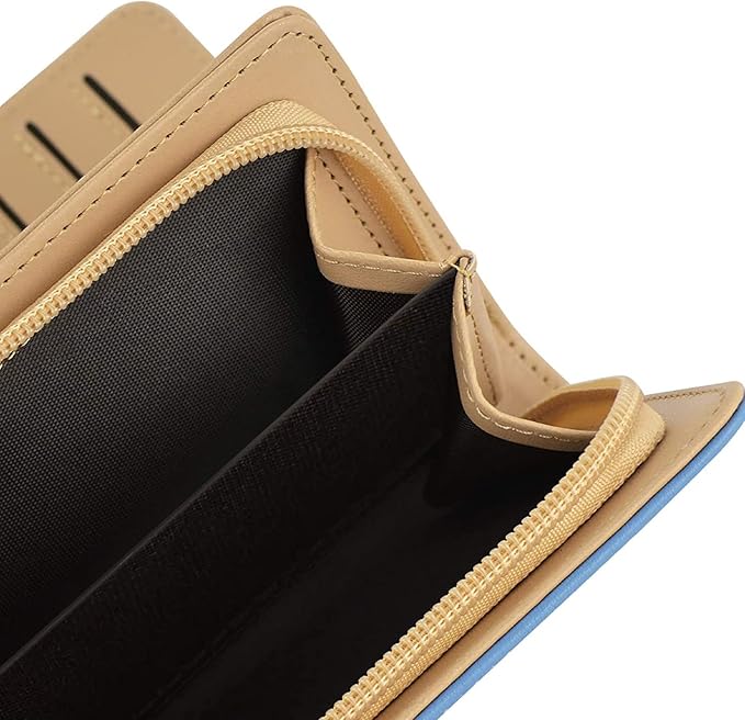 PGXT Women's Wallet Women Credit Card Holder Hollow Leaf Pattern Bifold Leather Lady Long Wallet Purse Zip Birthday Xmas Gifts for Women Girls(Blue)