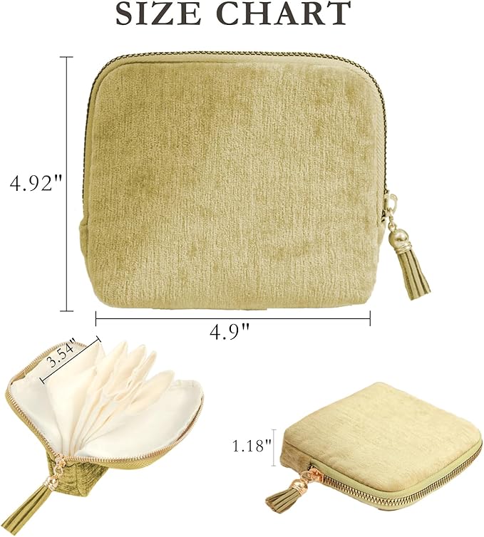 Small Jewelry Travel Case, Portable Travel Jewelry Organizer Soft Velvet Organizer Pouch Mini Travel Jewelry Bag with Zipper for Earring Crystal Bracelet Ring,Anti-Scratch(Grass Green)