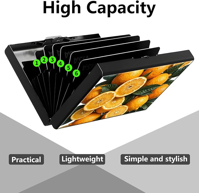 Credit Card Holder Lemon Design Mini RFID Blocking Aluminum Wallet Slim Metal Hard Cover Shell Travel Wallet ID Cases Small Credit Cards Case Business Cards for Women Men Girls