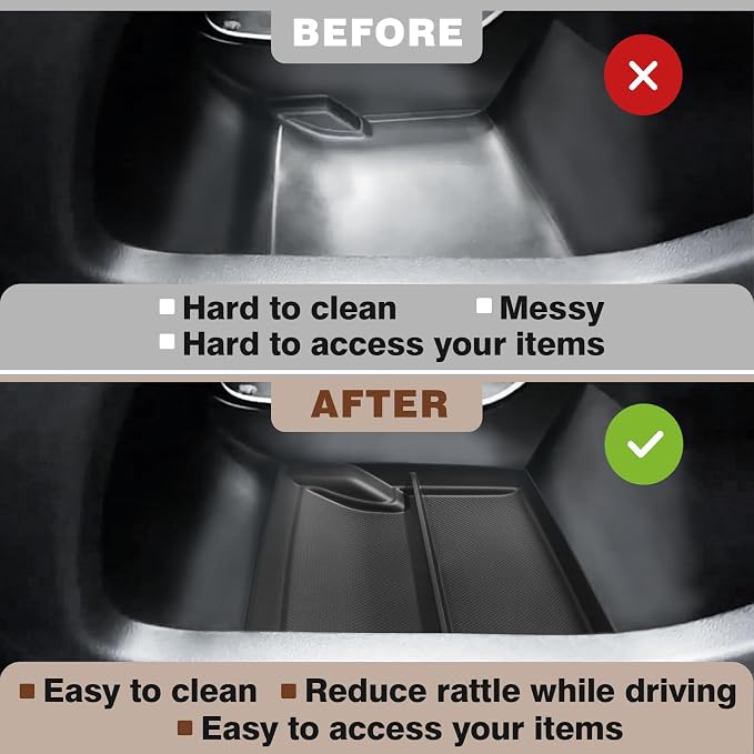Muslogy for Acadia 2020-2023 Lower Center Console Organizer Storage Insert Tray TPE Material Interior Accessories Compatible with GMC Acadia 2023 2022 2021