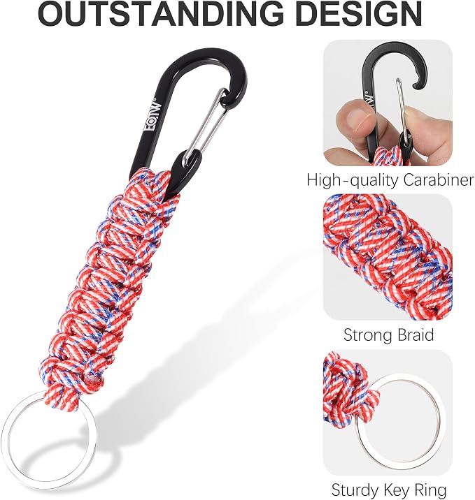 EOTW Carabiner Keychain,Paracord Keychain Small Aluminum Clip D Ring for Camping, Hiking, Fishing, Or As A Key Organizer