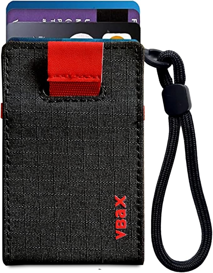 RFID Minimalist Slim Wallet for Men and Women, Holds Up to 12 Cards, Cash, Key Thin and Lightweight Credit Card Holder (Black Microfiber – Inferno Edition)