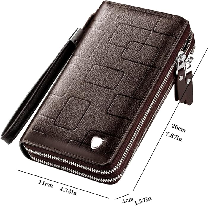 KPYWZER Leather Clutch Purse Wallet Men Wrist Bag