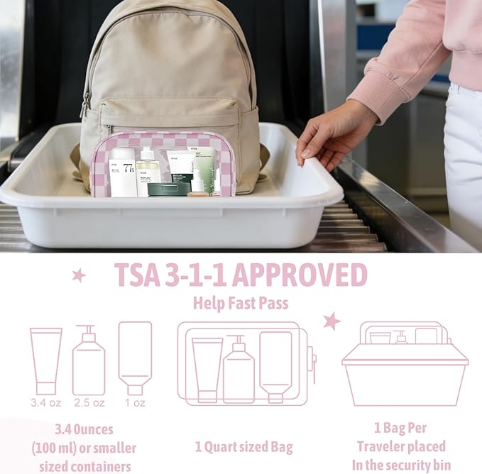 YOPCDJ 3PCS Clear Toiletry Bag,TSA Approved Travel Makeup Pouch with Zipper for Cosmetics and Toiletries，Diaper Bag Organizer Pouch Set,Women's Purse Organizer and Clear Car Bag