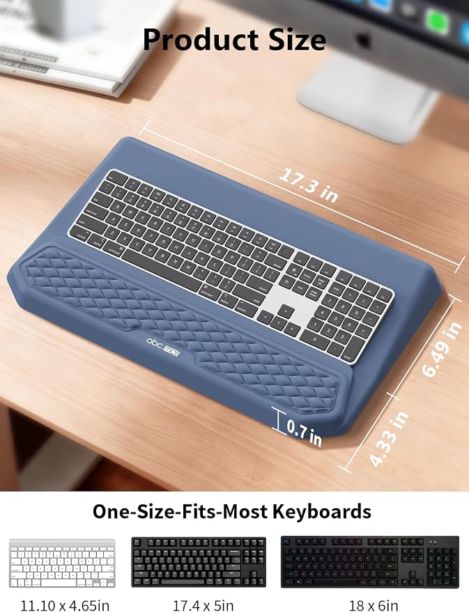 2-in-1 Ergonomic Keyboard Stand with Wrist Rest, Comfy Keyboard Riser Holder with Massage Design, Blue