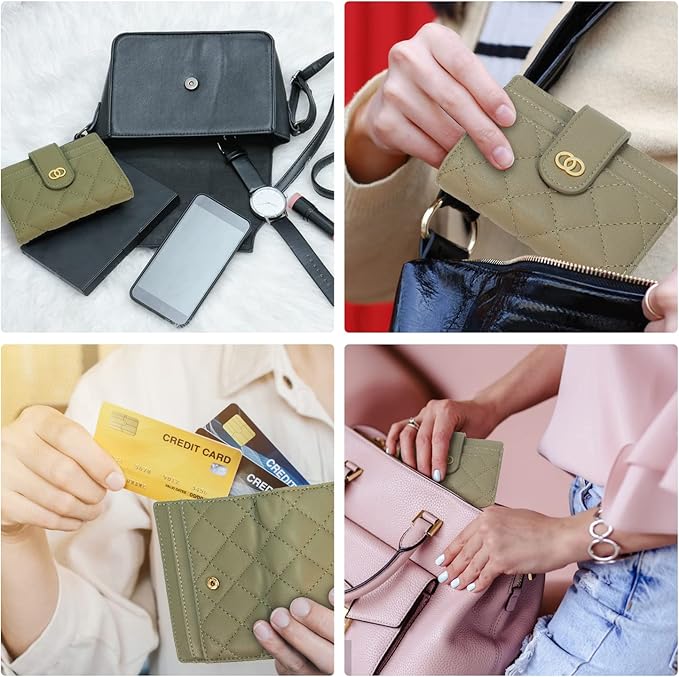 Avando Small Wallet For Women- Credit Card Holder Wallet For Women Girls- Zipper Small Bifold Wallet Mini Coin Purse With ID Window (Olive Green)