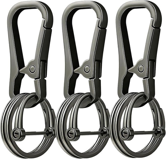 Metal Keychain Clip with Key Rings and D Ring, Heavy Duty Carabiner Key Chain Hook Holder for Car Home Keys