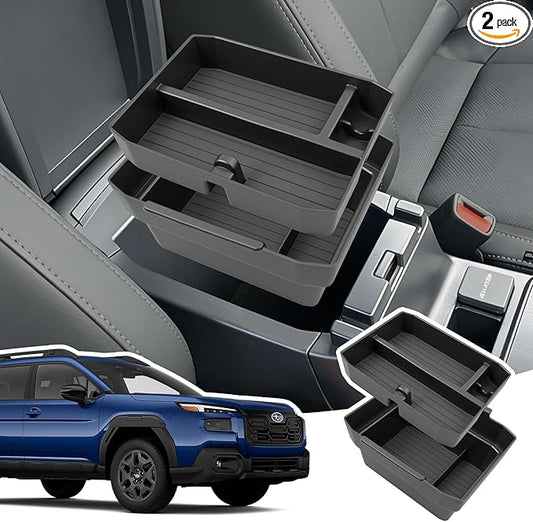 Double-Layer Center Console Organizer for 2026 Subaru Outback(Premium, Limited, Touring, Wilderness, Limited XT, Touring XT), Armrest Storage Box Insert Tray, Outback Interior Accessories