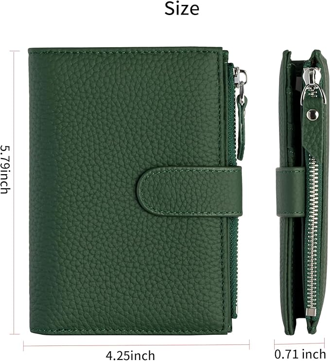 Passport wallet and Card Slot Combo RFID Blocking Slim Leather Travel Passport Wallet for Men and Women with Zippered Coins Pocket Passport holder, Green