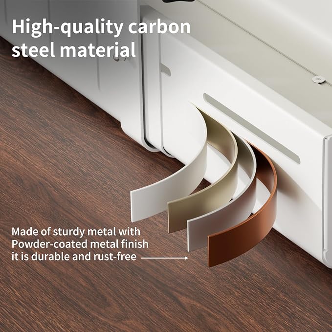 Under Desk Cable Management Tray, Expandable 25.2"–38.6" Heavy Duty Carbon Steel with Clamp, Hidden Cord Organizer for Desk, Home Office & Standing Desk, No Drill Installation, White