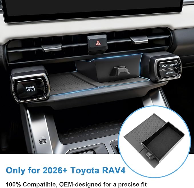 (2Pack) 2026 RAV4 Console Organizer & Wireless Pad, for Toyota RAV4 (LE/SE/XLE Premium/Woodland/XSE/Limited), Durable & Non-slip Console Tray Insert 2026 RAV4 Accessories