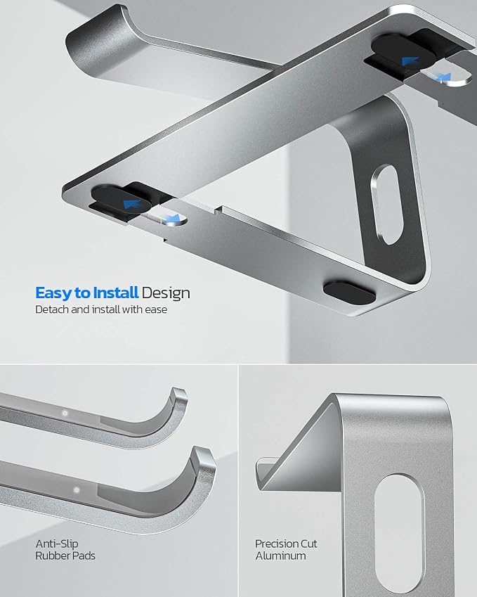 Nulaxy Laptop Stand, Ergonomic Aluminum Laptop Computer Stand, Detachable Laptop Riser Notebook Holder Stand Compatible with MacBook Air Pro, Dell XPS, HP, Lenovo More 10-15.6” Laptops