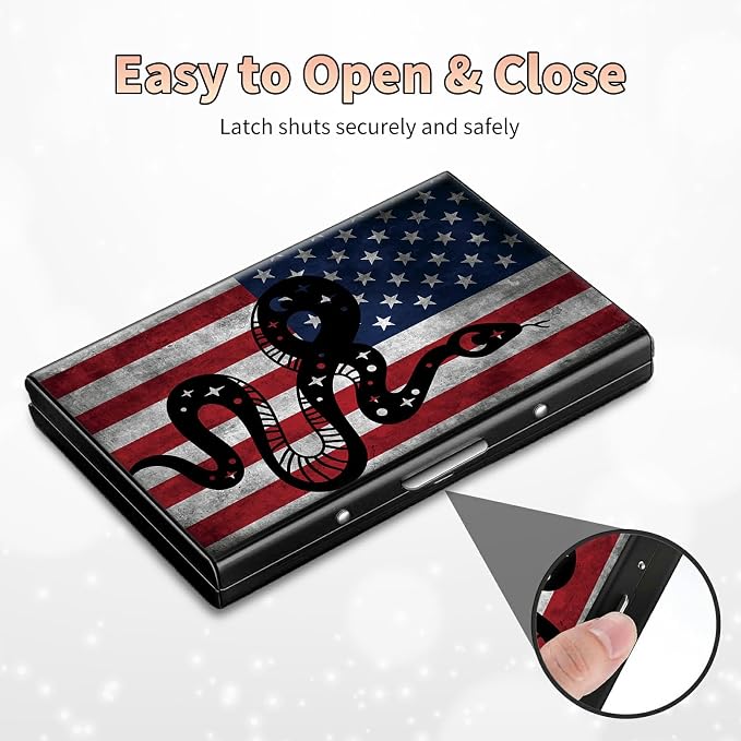 Slim Credit Card Holder, Snake Flag RFID Blocking Metal Wallet for Men & Women, Aluminum Minimalist Hard Case Pocket-Sized Business Cards Organizer (Fits Up to 10 Cards)
